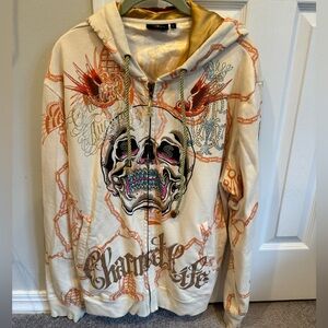 Christian Audigier Men’s Zip-up Hoodie Size Large